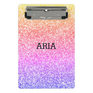 Sparkling elegant girly rainbow colorful cute mini clipboard
