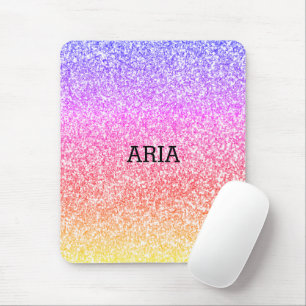 Sparkling elegant girly rainbow colorful cute mouse pad