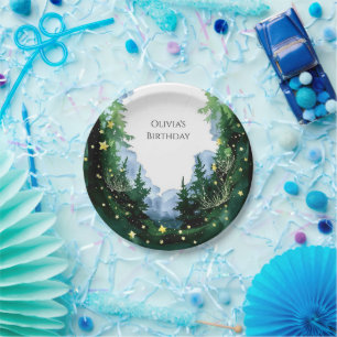 Sparkling Enchanted Woodland Birthday Paper Plates