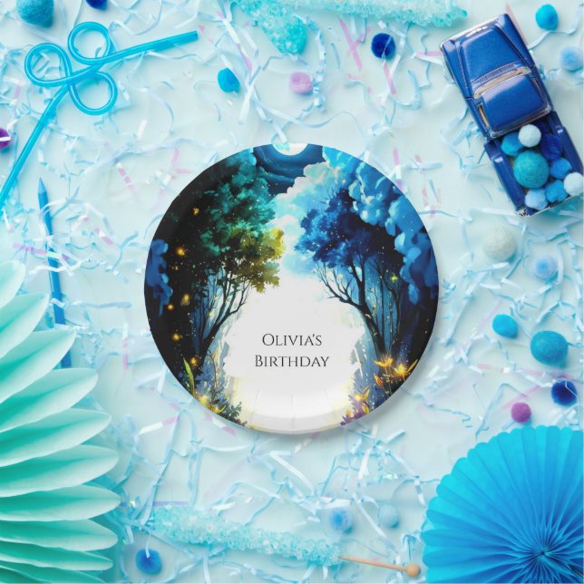 Sparkling Enchantment Woodland Birthday Paper Plates (Party)