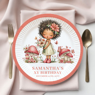 Sparkling Fairy 6th Birthday Pink Mushroom Paper   Plates