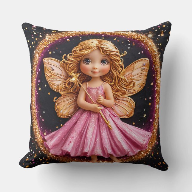 Sparkling Fairy Decorative Magical Fantasy Glitter Throw Pillow (Front)