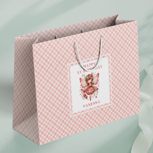 Sparkling Fairy Girl Blush Floral Birthday Gift  Large Gift Bag
