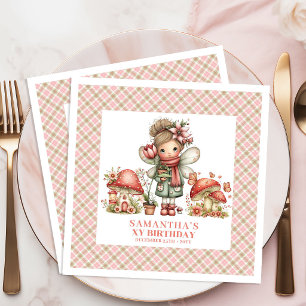 Sparkling Fairy Pink Floral Magical Birthday Paper Dinner Napkins