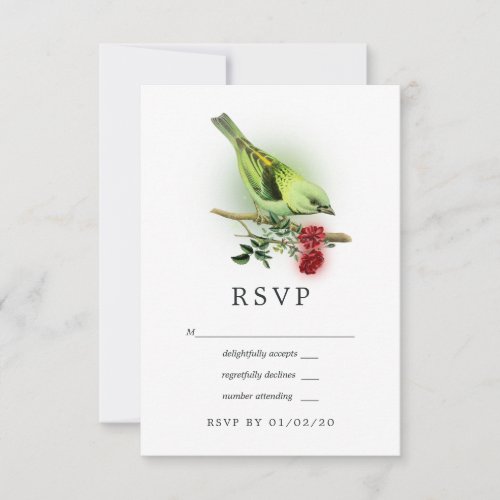 Sparkling Fantasy Bird Wedding RSVP Card