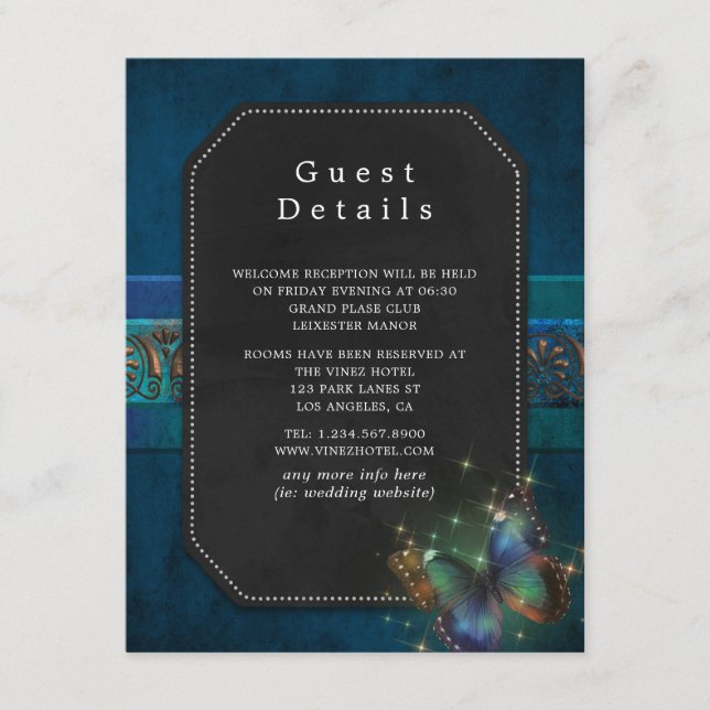Sparkling Fantasy Vintage Wedding Guest Details Enclosure Card (Front)
