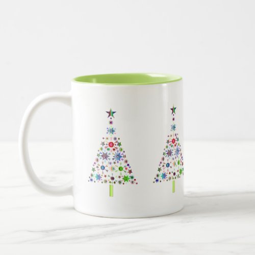 Sparkling faux Christmas Tree Two_Tone Coffee Mug