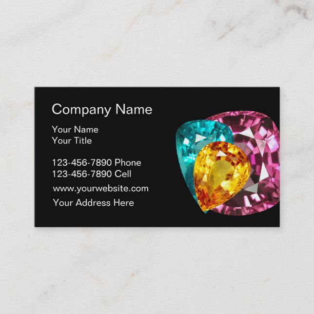 Sparkling Faux Gemstone Jewels Bling Jewelry Business Card (Front)