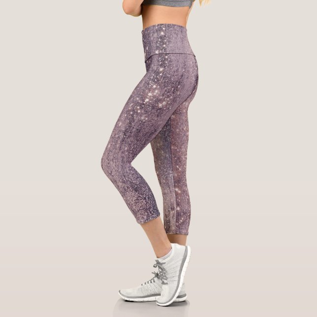 Sparkling Fawn Pink  Capri Leggings (Left)