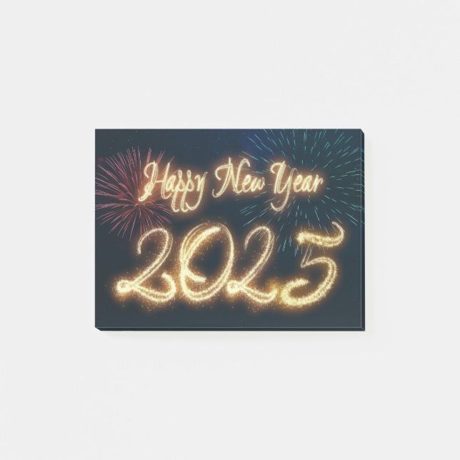 Sparkling Fireworks Happy New Year 2025 Post-it Notes (Front)