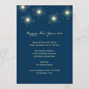 Sparkling Fireworks New Year's Eve Party Invites