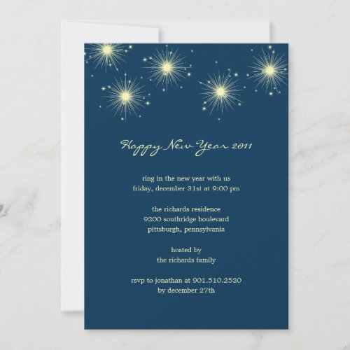 Sparkling Fireworks New Years Eve Party Invites