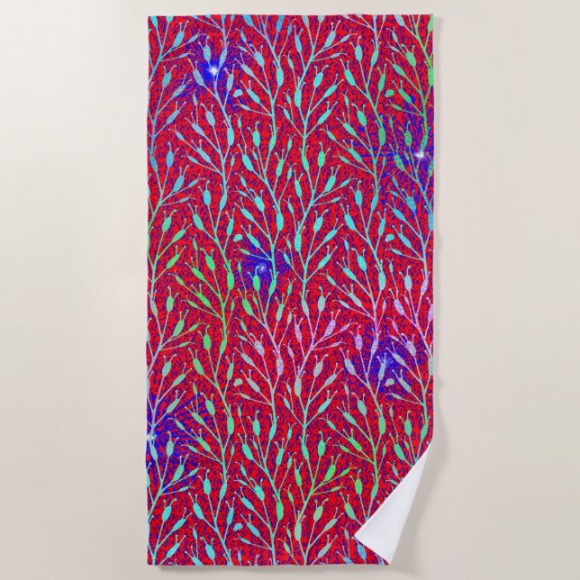 Sparkling Fireworks Party Pattern  Beach Towel (Front)