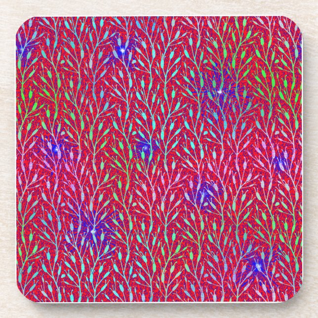 Sparkling Fireworks Party Pattern  Beverage Coaster (Front)