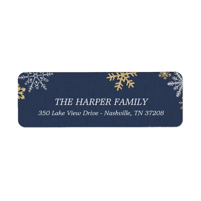 Sparkling Flakes Holiday Return Address Labels (Front)