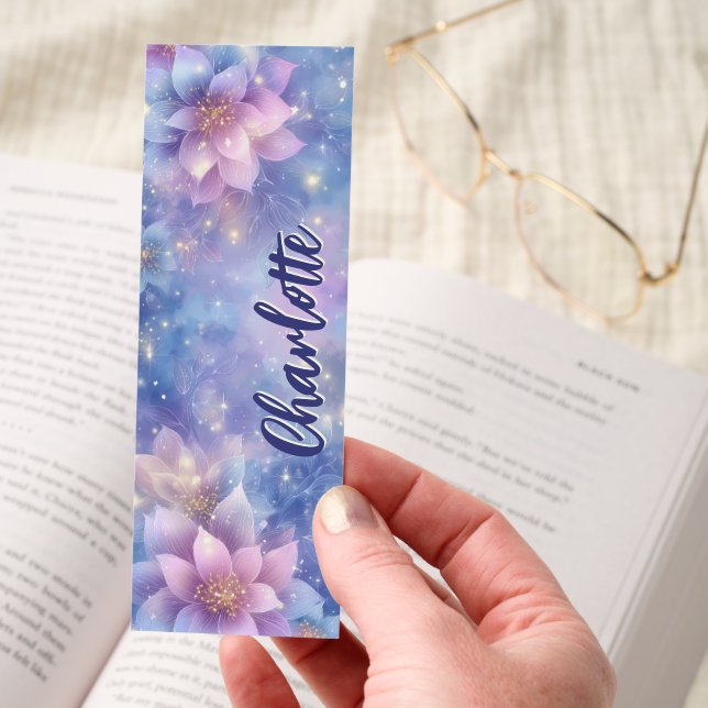 Sparkling Floral Watercolor Dream Personalized Bookmarks (Hand)
