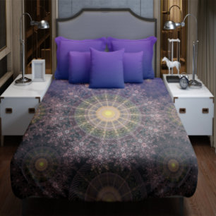 Sparkling flower art in the clear night sky duvet cover