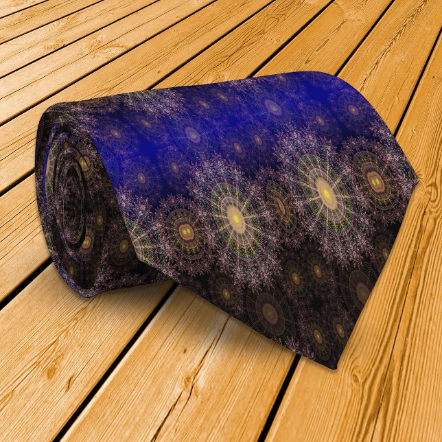 Sparkling flower art in the clear night sky neck tie (Creator Uploaded)