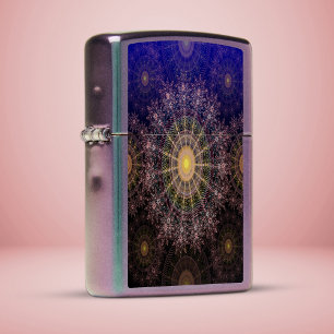 Sparkling flower art in the clear night sky zippo lighter