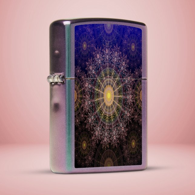 Sparkling flower art in the clear night sky zippo lighter (Creator Uploaded)