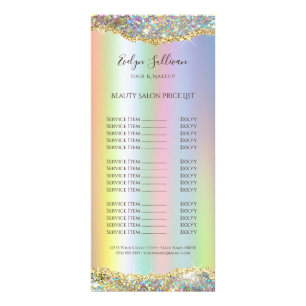 sparkling foil glitter price list rack card