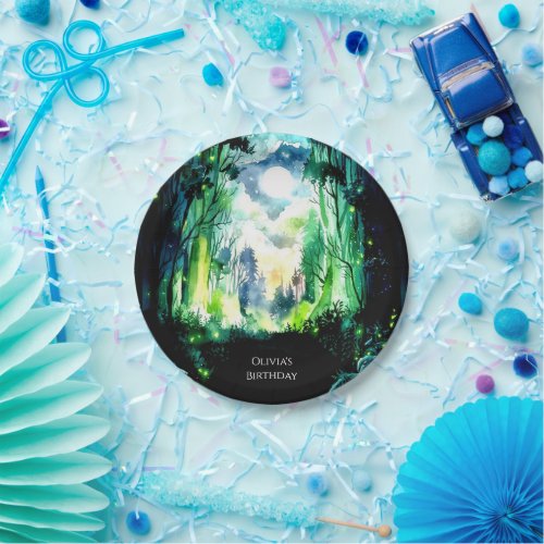 Sparkling Forest Woodland Birthday Paper Plates