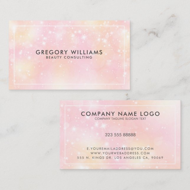 Sparkling Girly Pink Background Business Card (Front/Back)