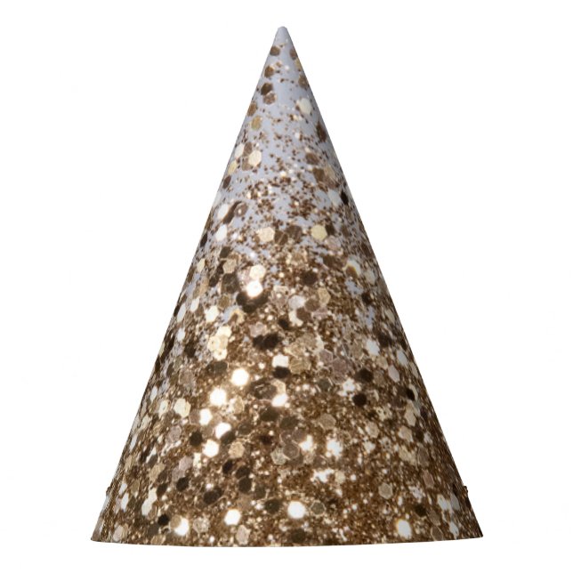 Sparkling Glam Gold Glitter Glam #1 Party Hat (Front)
