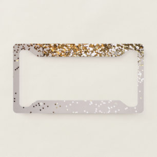 Sparkling Glam Gold Glitter Glam #3 (Faux Glitter) License Plate Frame