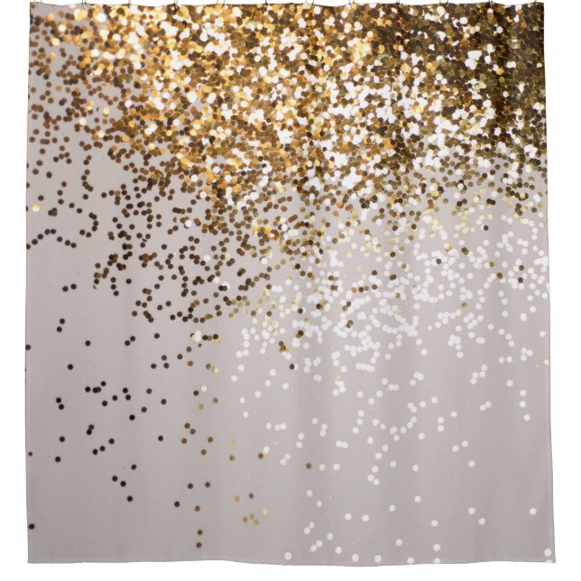Sparkling Glam Gold Glitter Glam #3 (Faux Glitter) Shower Curtain (Front)