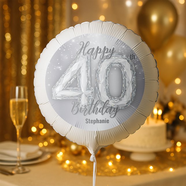 Sparkling Glam Silver Gemstone 40th Birthday Balloon (Creator Uploaded)