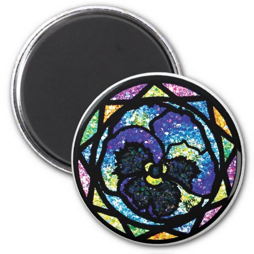 Sparkling Glitter Blue Pansy Magnet