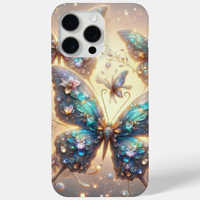 Sparkling glitter butterflies Phone case (Back)