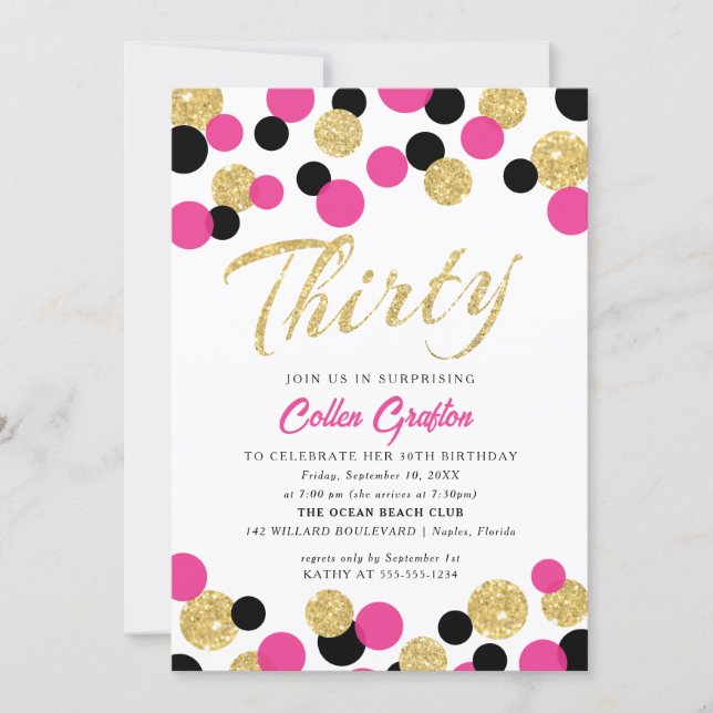 Sparkling Glitter Confetti | 30th Birthday Invitation (Front)