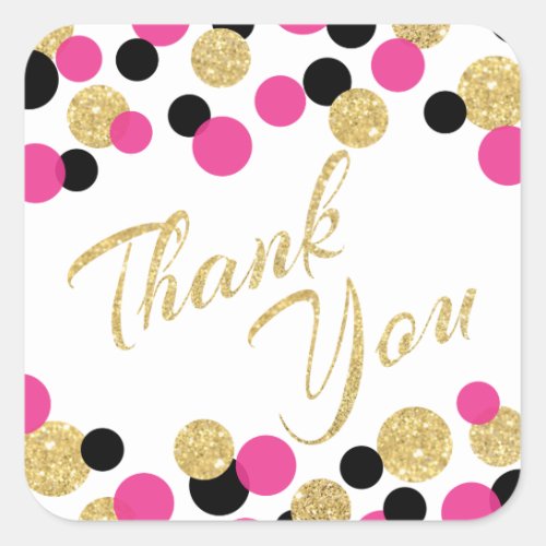 Sparkling Glitter Confetti  Thank You Square Sticker