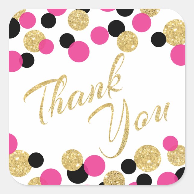 Sparkling Glitter Confetti | Thank You Square Sticker (Front)