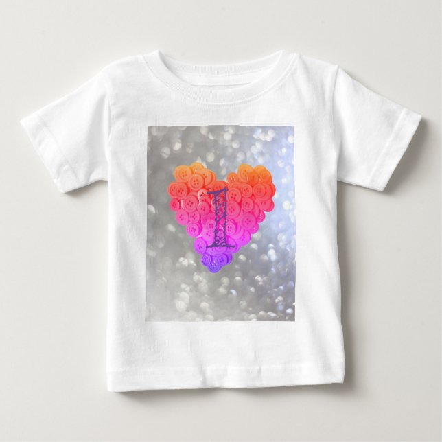 Sparkling Glitter Glamour Heart 1st Birthday girl  Baby T-Shirt (Front)