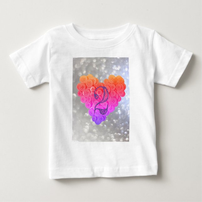 Sparkling Glitter Glamour Heart 2nd Birthday girl  Baby T-Shirt (Front)