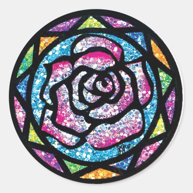 Sparkling Glitter Light Pink Rose Classic Round Sticker (Front)