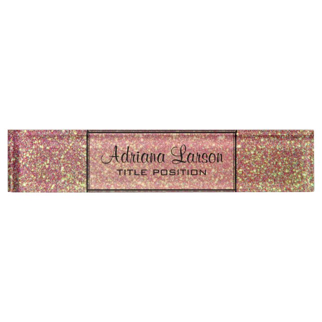Sparkling Glitter Pattern Desk Name Plate (Front)