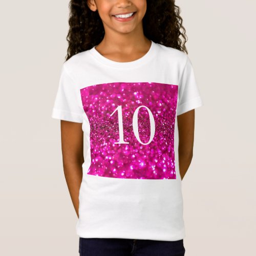 Sparkling Glitter Pink 10th Birthday girl  T_Shirt