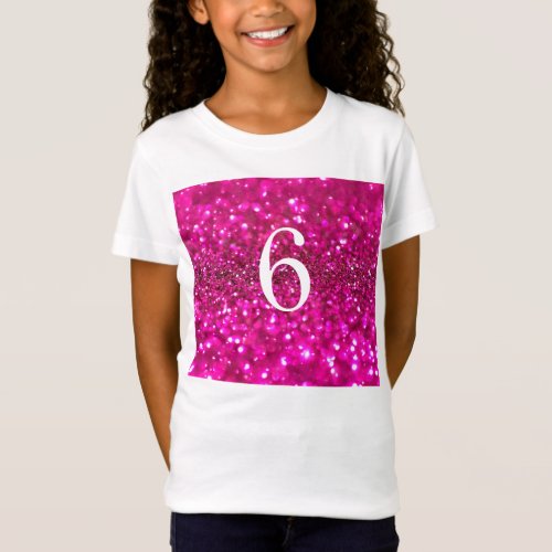 Sparkling Glitter Pink 6th Birthday girl  T_Shirt