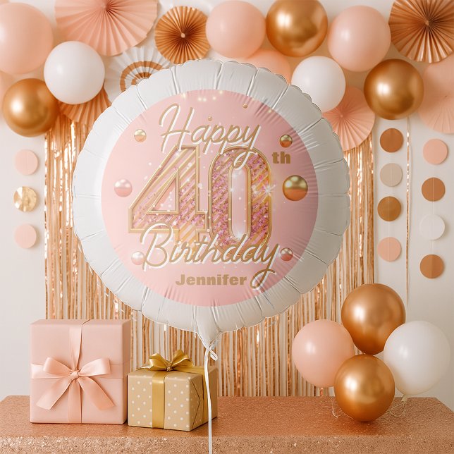 Sparkling Glitter Rose Gold 40th Birthday  Balloon (Creator Uploaded)