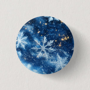 Sparkling Glitter Snowflakes Winter Christmas Button