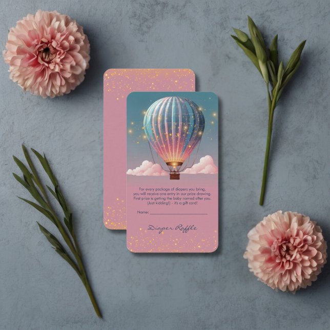 Sparkling Glitters Hot Air Balloon Baby Shower Enclosure Card (Creator Uploaded)