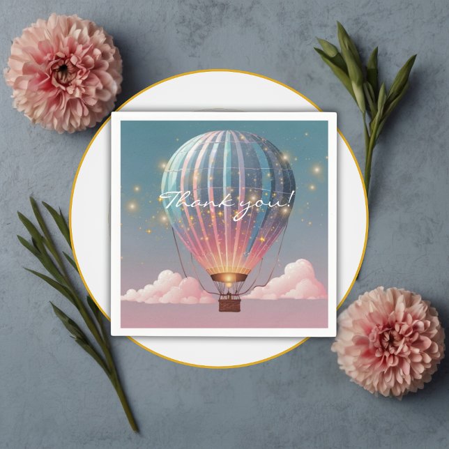 Sparkling Glitters Hot Air Balloon Baby Shower Napkins (Creator Uploaded)
