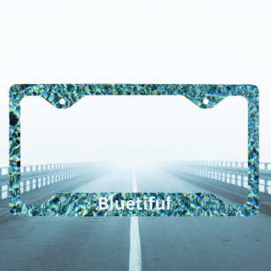 Sparkling Glittery Blue Water Customizable License Plate Frame