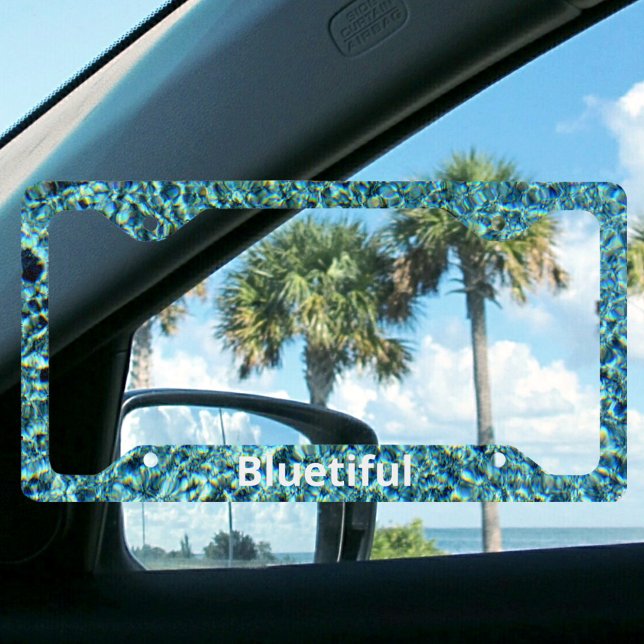 Sparkling Glittery Blue Water Customizable License Plate Frame (Creator Uploaded)