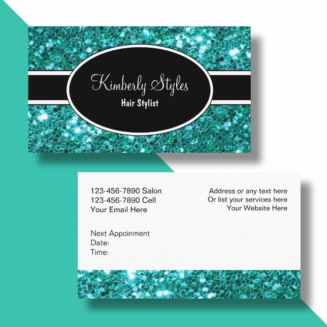 Sparkling Glitzy Hairdresser Business Cards (Creator Uploaded)