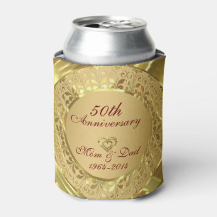 Sparkling Gold 50th Wedding Anniversary Can Cooler